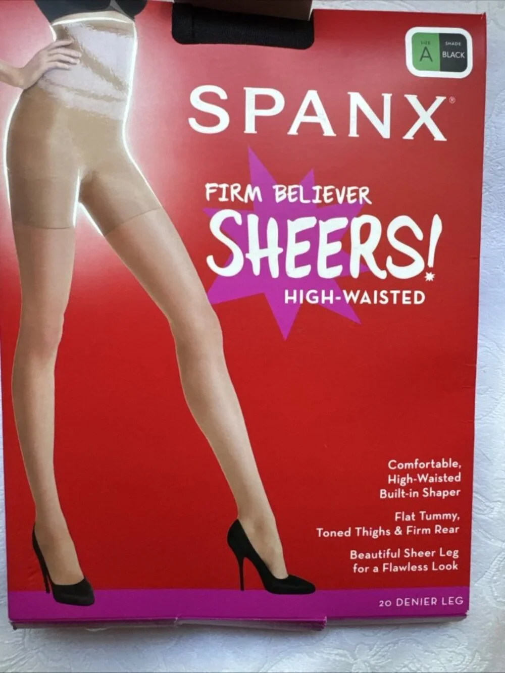 SPANX Firm Believer High-Waisted Sheers 20 DEN Black size A Small Tights HoseNWT